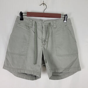 Cherokee Shorts Womens 4 Dull Green‎ Mid Rise Drawstring Chino Flat Front